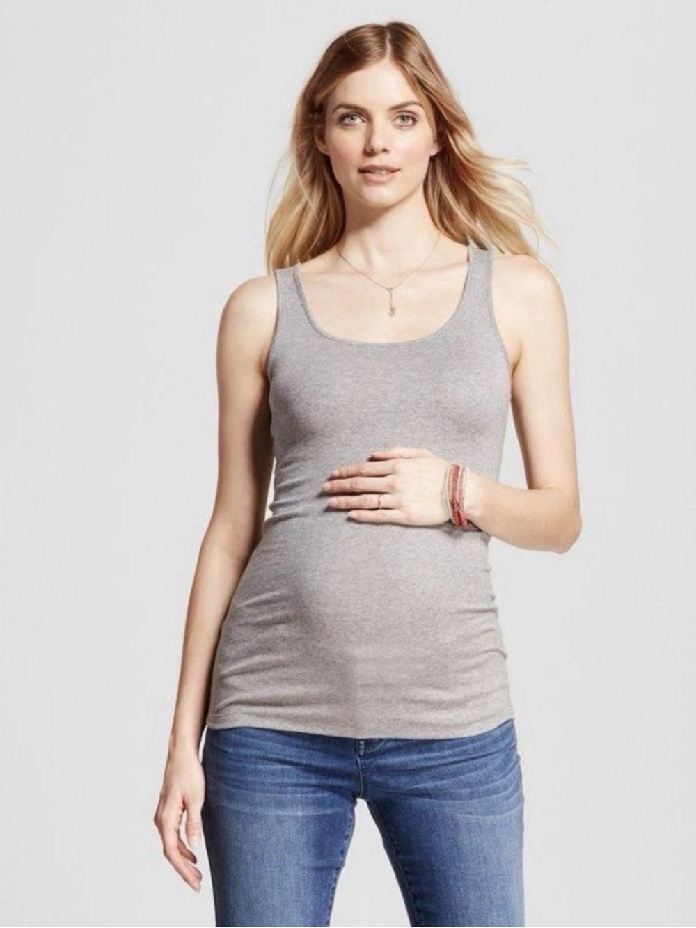 Isabel Maternity Gray Scoop Neck Women's Tank Top